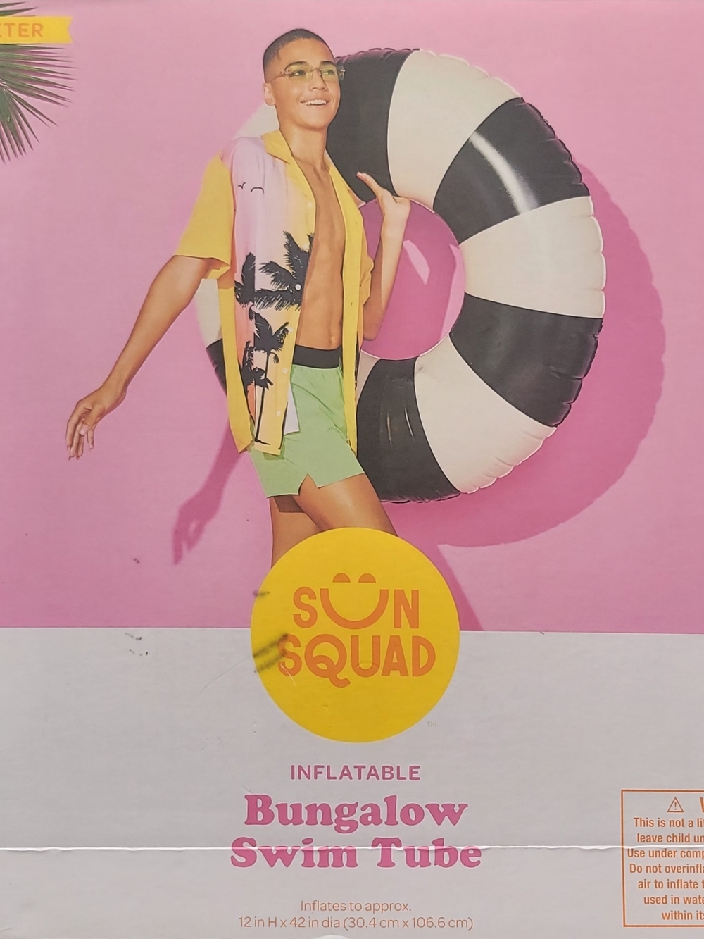 Sun Squad Kids' Black & White Inflatable Swim Tube
